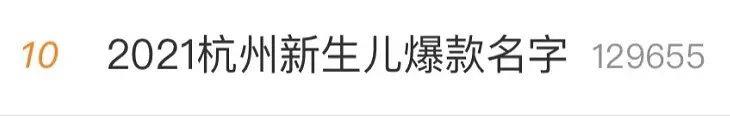 2021杭州新生儿爆款名字公布，“沐宸”使用最多