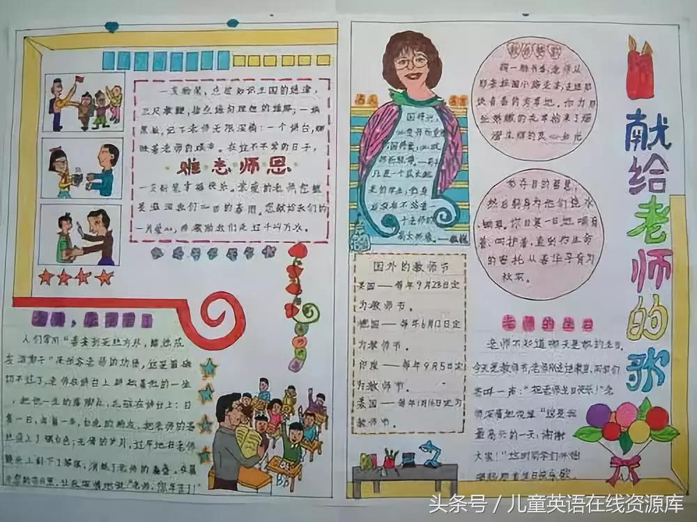 教师节感恩老师主题手抄报内容（纸短情长 感谢师恩）